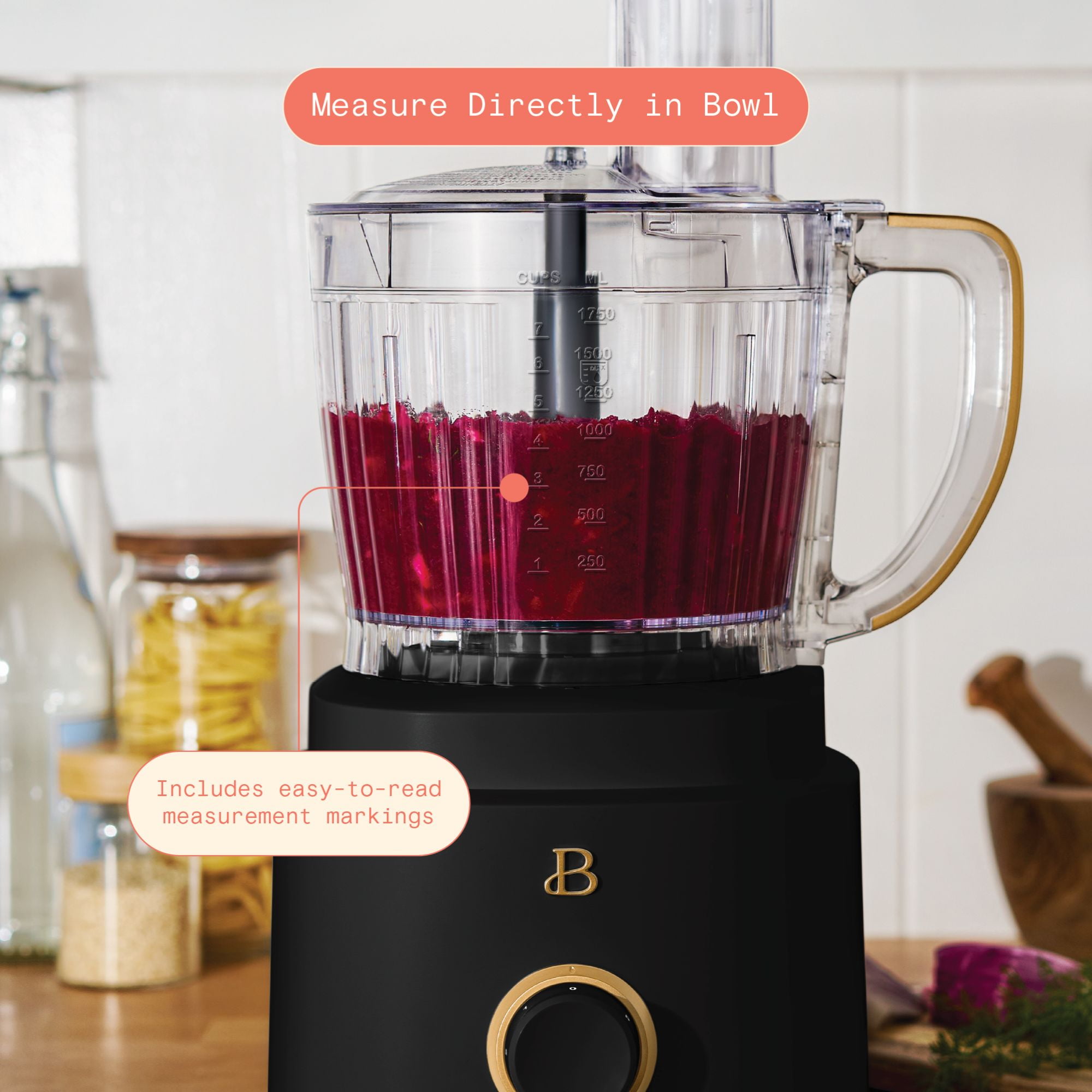 Beautiful 10-Cup Food Processor with Accessories, Black Sesame by Drew Barrymore
