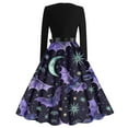 thumbnail image 3 of WTOBBY Women's Vintage Halloween Printed Party Gown Dress with Round Neck, Long Sleeves, and Formal Design for Evening Wear and Gothic Parties ,Black L, 3 of 4