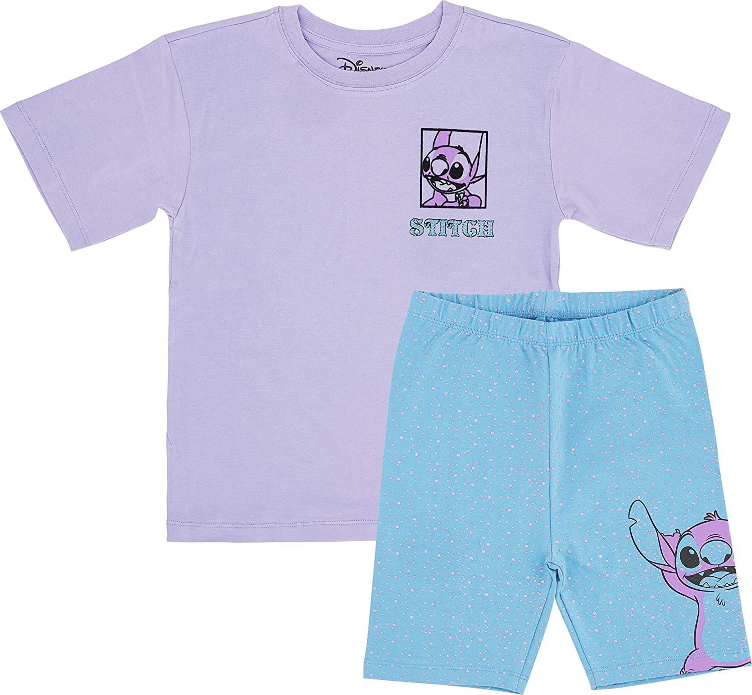 Lilo & Stitch Girls Biker Shorts and Oversized Cozy T-Shirt- 2- Piece ...