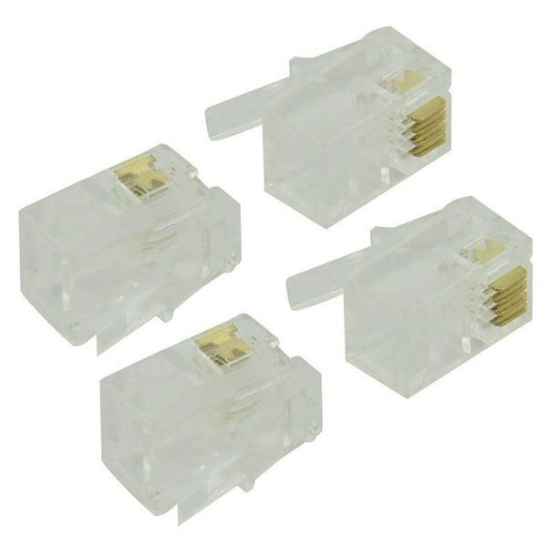 RJ9 4P4C Enchufe Telefono Jack Conector 100 Unidades,Transparente