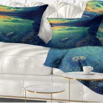 Designart Dark Vintage Lake at Sunset - Boat Throw Pillow - 12x20