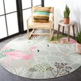 thumbnail image 4 of SAFAVIEH Barbados Flamingos Outdoor Area Rug, Grey/Pink, 6'6" x 6'6" Round, 4 of 8