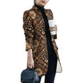 thumbnail image 4 of IROINNID Women's Mid-Long Open Front Coat Stand Collar Graphic Prints Long Sleeve Elegant Outerwear Casual Tweed Loose ooo, Brown, 4 of 8