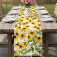 thumbnail image 4 of Sunflowers Table Runner 72 Inches, Yellow Botanical Floral Green Leaf Bed Runner Dresser Scarves Tabletop for Indoor Outdoor Parties/Ceremony/Banquet, 14" x 72", 4 of 9