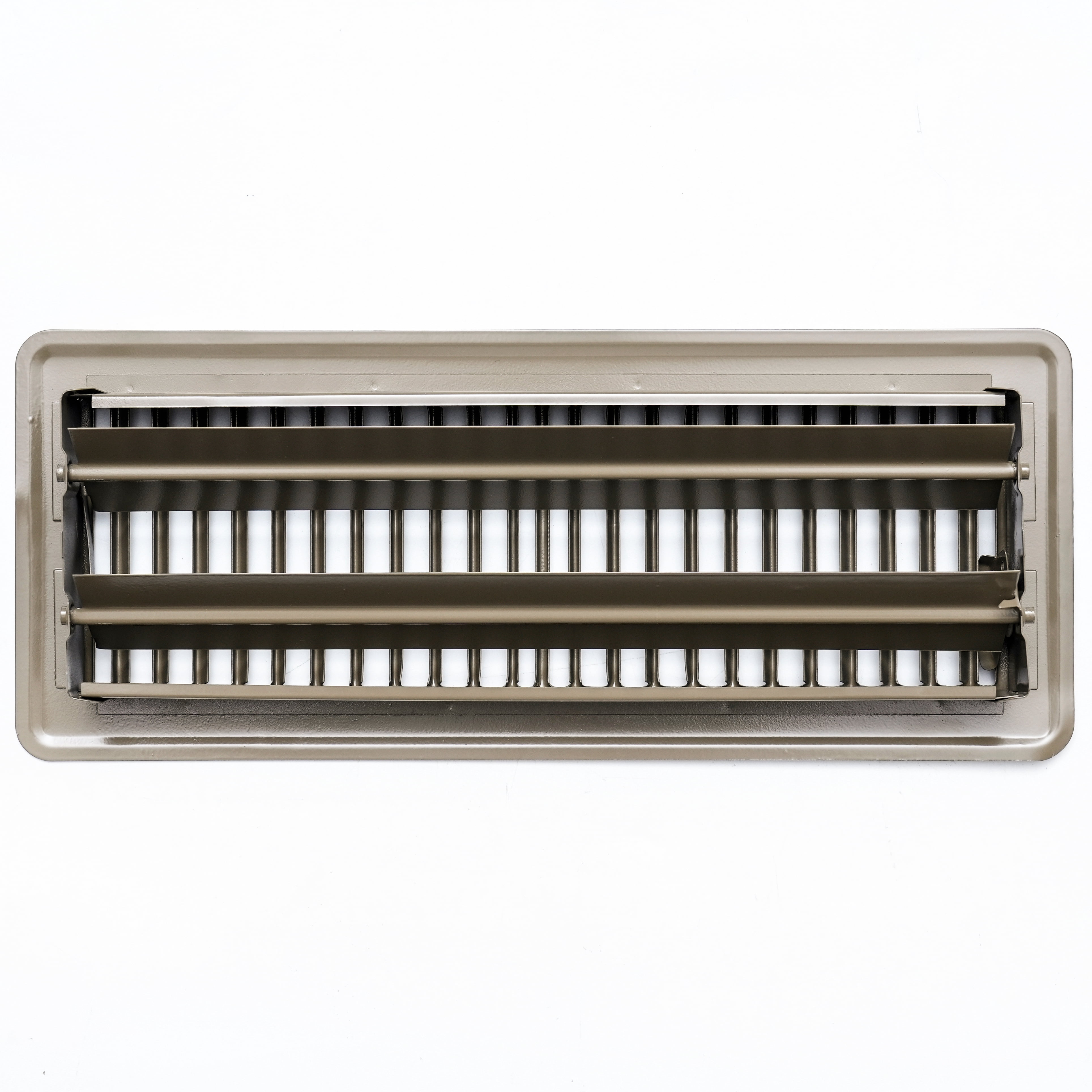 [2 Pack] Fits 4x12 Duct Opening Floor Register with Louvered Design by Handua | Heavy Duty Walkable Design with Damper | Floor Vent Grille | Easy to Adjust Air Supply Lever | Brown