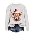 thumbnail image 1 of EHQJNJ Sweatshirts Graphiques pour Femmes Sans Capuche Manches Longues Décontracté Noël Vache Western Imprimé Col Rond Sweatshirts Graphiques Violets Col Bénitier pour Femmes Plus, 1 of 4