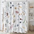 thumbnail image 1 of Cortina de ducha floral de acuarela, juego de cortina de ducha de tela impermeable blanca simple y moderna con ganchos, 72 "x 60", 1 of 5