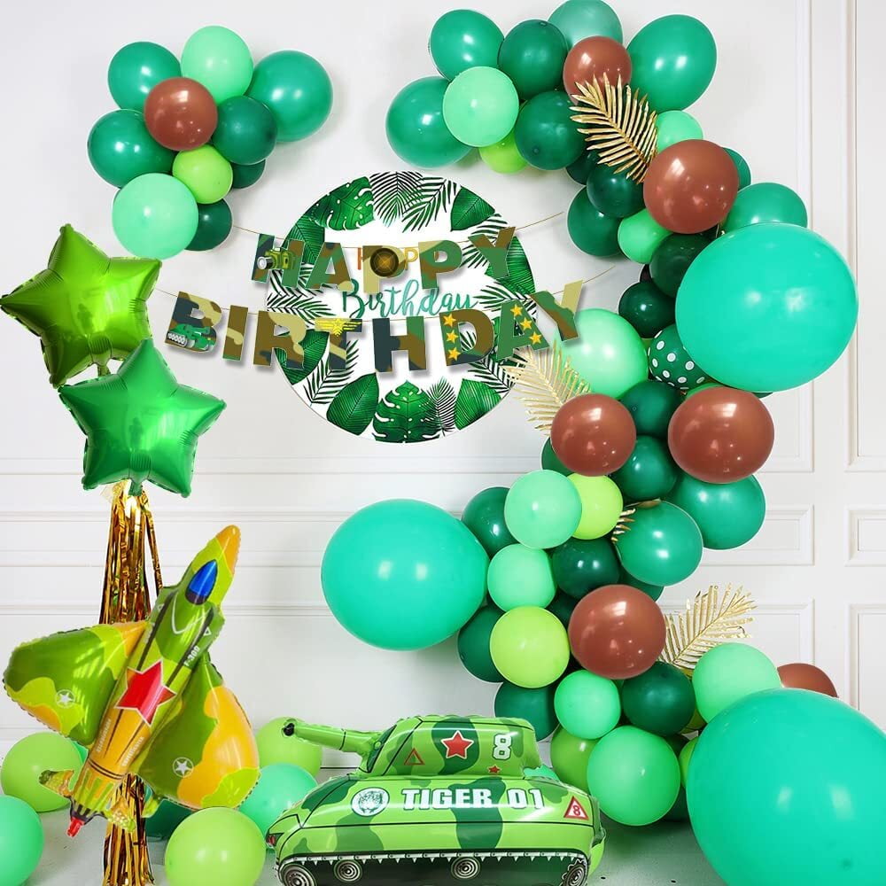 YANSION Boy Birthday Party Decoration Balloons, Tank Balloons, Army Tank Camouflage Balloons, Army Themed Party Decoration, Birthday Party Supplies and Decorations