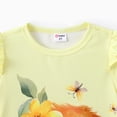 thumbnail image 6 of PatPat Toddler Girls Dresses Kids Clothes Animal Print Short Sleeve Ruffled Dress, Yellow, 5-6 Years, 6 of 7
