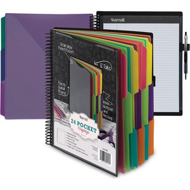 Samsill 24 Pocket Project Organizer – Letter Size Folder With 12 Dividers, Customizable Tabs, Zipper Pouch