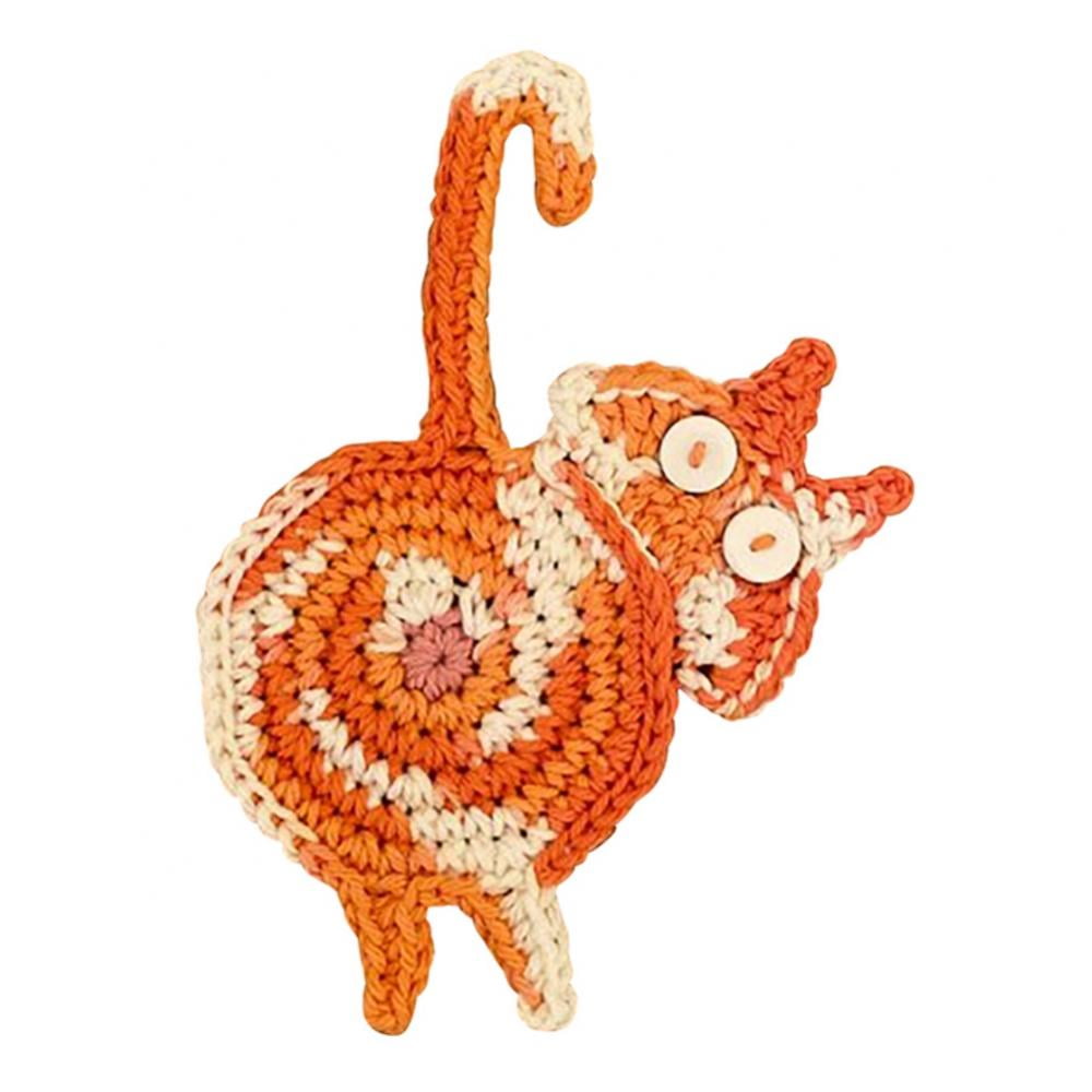 8 Pcs Cat Butt Coasters Cute Coasters for Drinks Crochet Cat Coasters  Absorbent Bar Coasters Funny Cat Gifts for Cat Lover, Home Office Table  Decor, 8