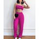 thumbnail image 2 of Top de tubo con busto fruncido y pantalones elásticos de cintura alta, traje de color puro con tirantes finos, rosa M Summer Chic, 2 of 5