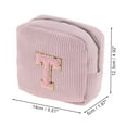 thumbnail image 2 of Unique Bargains 1 Pc Letter t Pattern Makeup Bag for Travel Pink Corduroy, 2 of 6