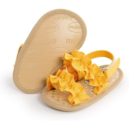 

Infant Baby Girls Summer Sandals with Flower Soft Sole Newborn Toddler First Walker Crib Dress Shoes