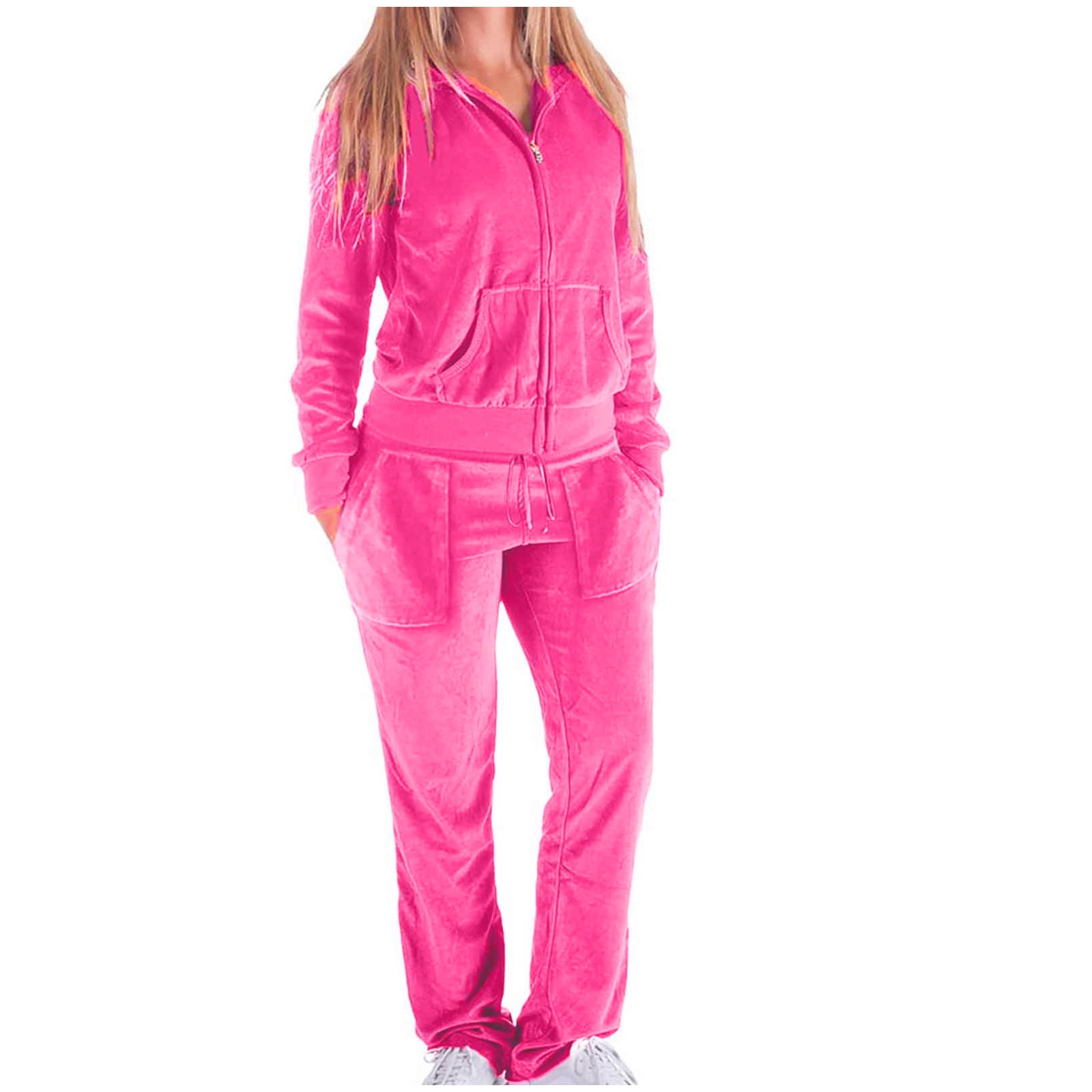 Velour Tracksuit Womens 2 Pieces Loungewear Joggers Outfits Sweatsuits ...