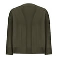 thumbnail image 4 of Feancey 3/4 Sleeve Cardigan for Women Lightweight Casual Knitted Shrugs Soft Open Front Dusters Cozy Ribbed Knit Cropped Cardigans Outwear Limited Time Deal Army Green L, 4 of 6