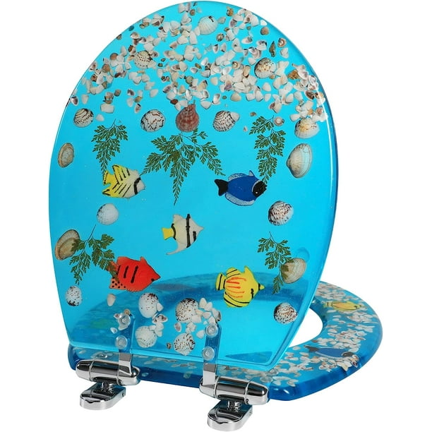 Resin Toilet Seat Round Soft Close Quick Release Heavy Duty Toilet Seats with Glitter Cover