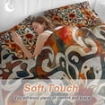 thumbnail image 5 of Burnt Orange Green Duvet Cover Set, Vintage Abstract Flowers Soft Duvet Cover Full Size Bedding Set 4 Pieces, 1 Quiltcover and 2 Pillowcases with Zipper, 1 Bed Sheet for All Seasons, 5 of 9