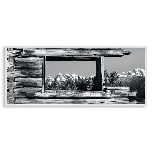 Stupell Industries Farmhouse Rustic Cabin Window White Framed Giclee Art, 24 x 10, by Steve Toole