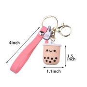 Mini Bubble Tea Keychain Soft Silicone Boba Bag Charm Keyring