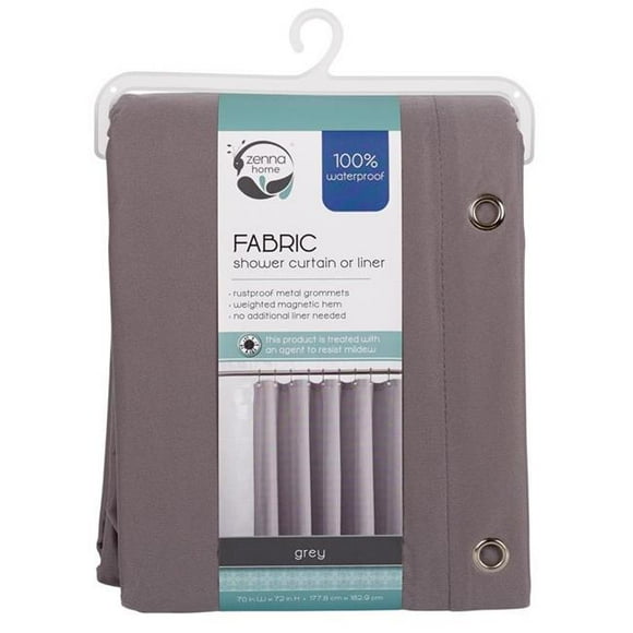 Zenna Home 6027202 Doublure de Rideau de Douche en Tissu Uni 72 x 70 Po, Gris