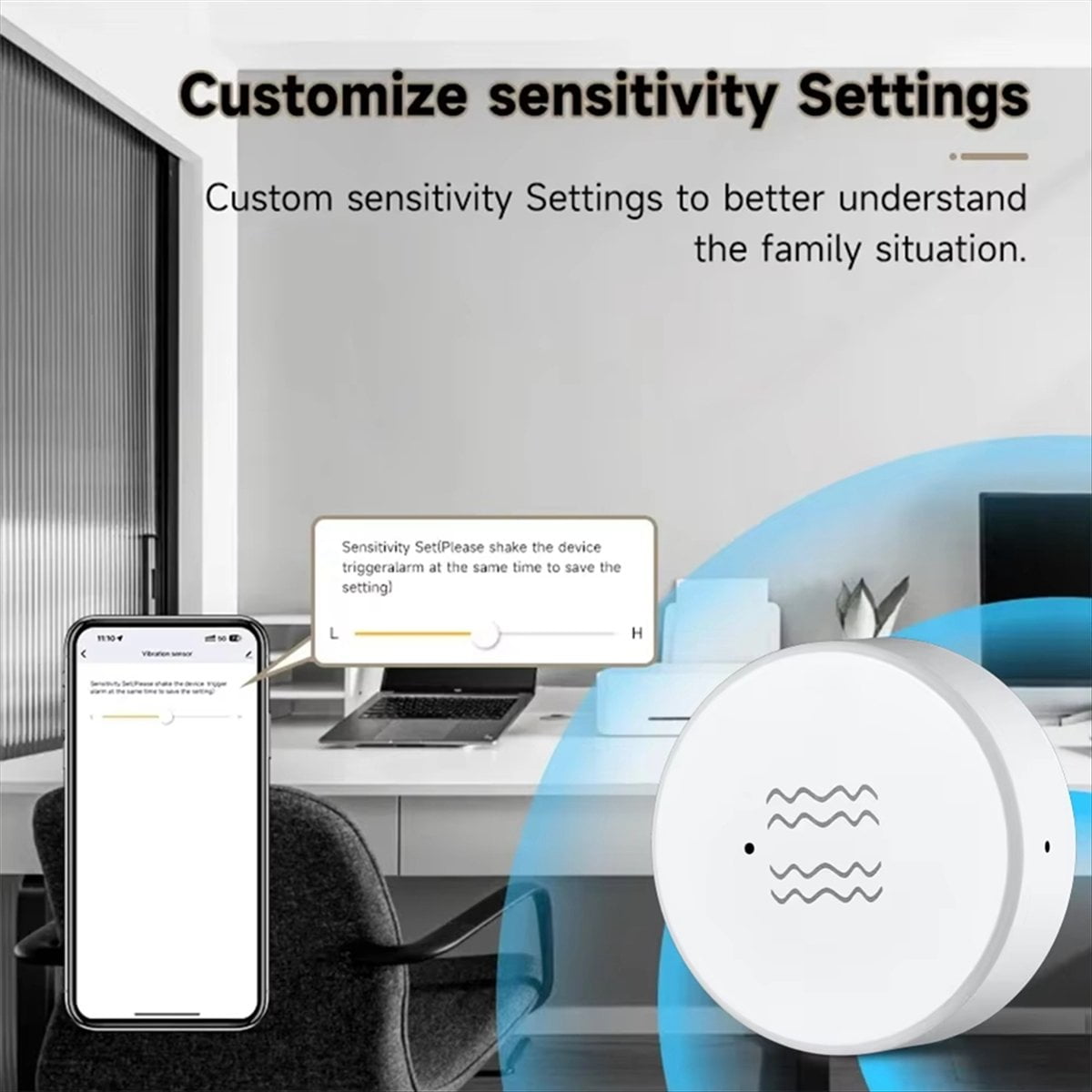 4PCS Tuya ZigBee Smart Vibration Sensor Real Time Monitoring Door Window Detection Alarm Smart Home Security System,4 x Tuya ZigBee Smart Vibration Sensor,White