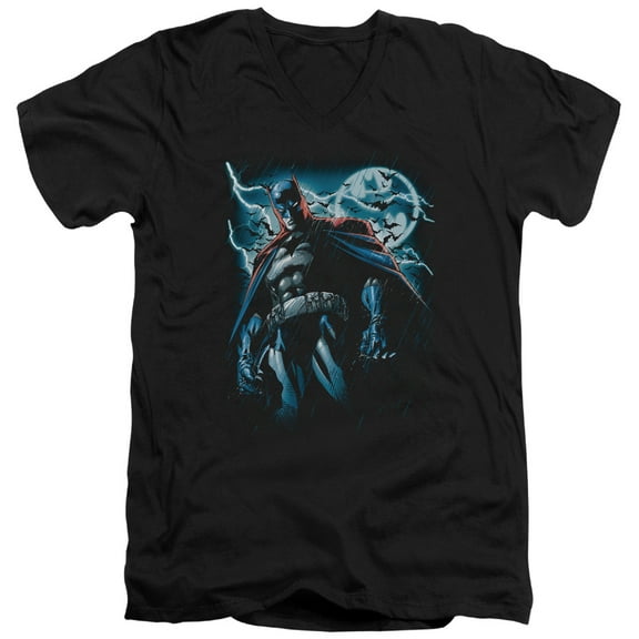 Batman Stormy Knight S/S Adult V-Neck T-Shirt Black