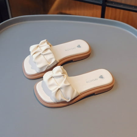 

Uandlove Summer Baby Girls Shoes Cute Non-slip Soft Sole Beach Sandals Slippers Beige 9-10T