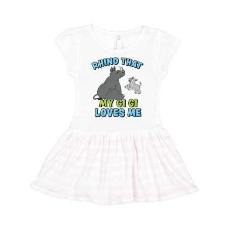 

Inktastic Rhino That My Gi Gi Loves Me with Cute Rhinos Gift Toddler Girl Dress