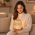 thumbnail image 7 of Japceit 6.5X5.5In Glass Pumpkin Led Light, Rose Gold Halloween Lamp, Timed Lighted Pumpkin, Tabletop Fall Decor,Spooky Home Accent, 7 of 7