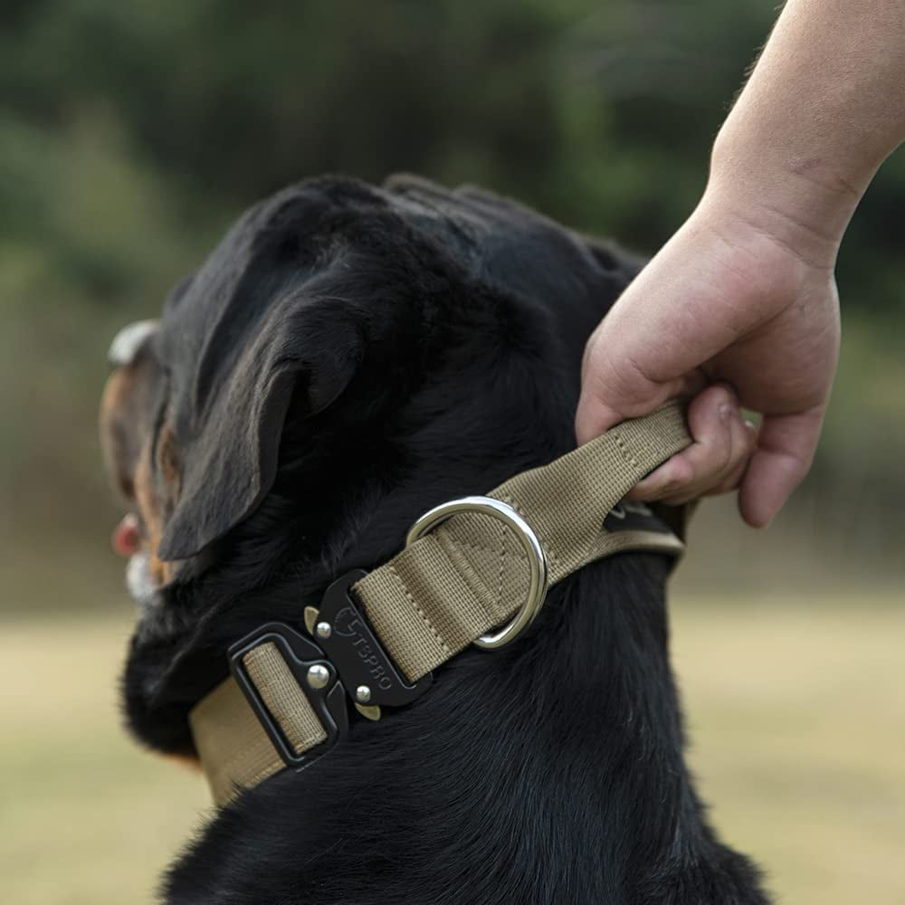 TSPRO Premium Dog Collar with Handle Thick Dog Collar Adjustable Dog Collar Heavy Duty Quick-Release Metal Buckle Dog Collar for Small or Medium to Extra Large Dogs(M-Blue)