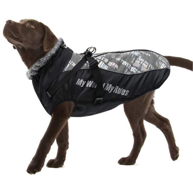 Abrigo de invierno para perros, chaqueta reflectante impermeable y cálida, chaleco de felpa suave para cachorros, ropa ajustable para perros pequeños, medianos y grandes (3XL, plateado)