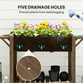 thumbnail image 6 of Outsunny Raised Garden Bed, Wood Elevated Planter Box with Lockable Wheels, Side Tables, Bottom Shelf, Bed Liner and Drainage Holes, Carbonized, 6 of 9