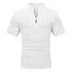 thumbnail image 4 of Blusa de manga corta con cuello alto y cremallera para hombre - Camisa informal de poliéster liso - Oficina/cita/fiesta de verano, 4 of 5