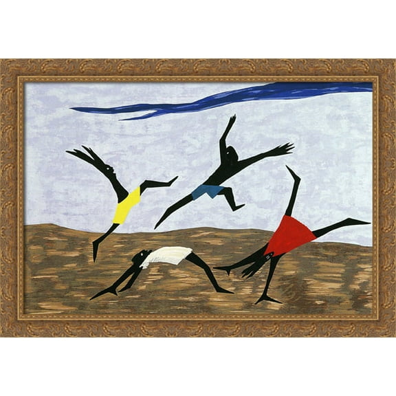 Harriet Tubman Series (Panel #4) 40x28 Large Gold Ornate Wood Framed Canvas Art by Jacob Lawrence