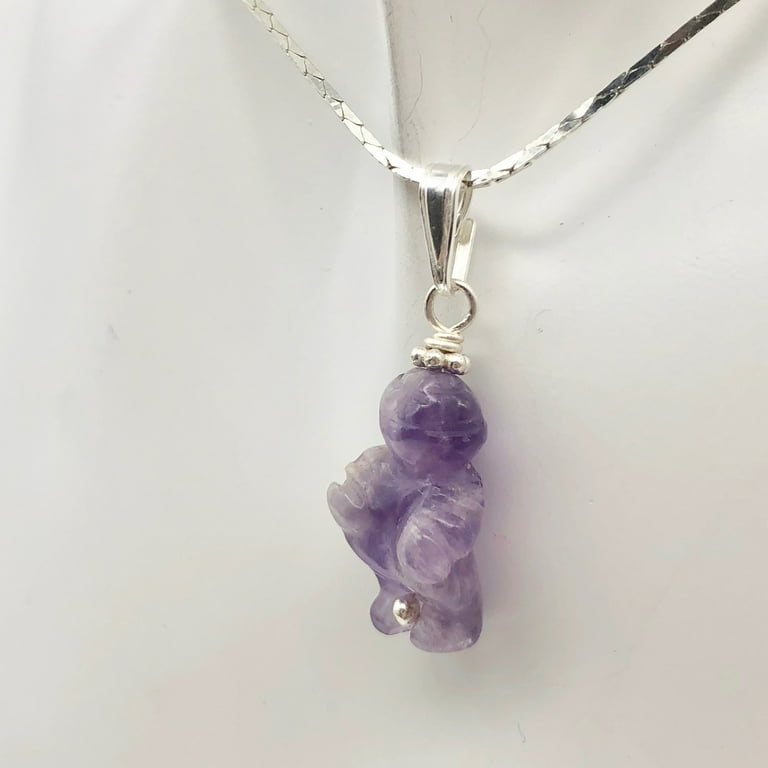 Amethyst Goddess Pendant Necklace Semi Precious Stone Jewelry Silver Pendant