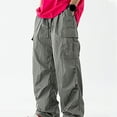 thumbnail image 2 of Zylarhe Casual Pants for Men Men's Metallic Casual Pants Loose Micro Crease Cargo Pants Cute, 2 of 4