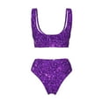 thumbnail image 5 of Daiia Purple Glitter Women's Bikini Set Two Piece Swimsuit High Waisted Bikini Adjustable Straps Bikini Perfect for Beach, Pool, and Summer Vacation-Medium, 5 of 9