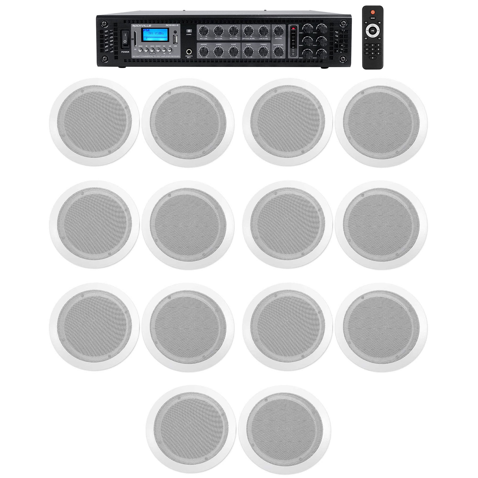 Rockville Bluetooth Multi Room 6 Zone Home Audio System w/(14) Ceiling Speakers