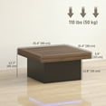 thumbnail image 3 of HOMCOM Square Coffee Table with LED Lights, 35-inch Center Table, Walnut, 3 of 10