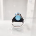 thumbnail image 4 of Blue Chalcedony Mans Ring, Natural Blue Chalcedony, Eagle, Ring, Silver Jewelry, 925 Silver Ring, Gift, Heavy Mens Ring, Arabic Design, Ottoman Style Ring, Christmas, Turkey Mens Signet Ring, 4 of 8