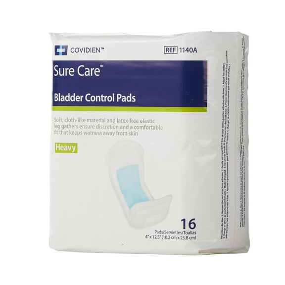 Cardinal Bladder Control Pad Sure Care 12-1/2 Inch Length Heavy Absorbency Polymer One Size Fits Most Unisex Disposable Case of 96