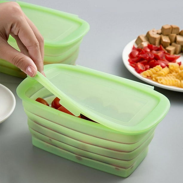 Collapsible Silicone Lunch Bento Box, Portable Food Storage Container
