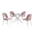 thumbnail image 1 of Rond 45 "x 45" 5pc Verre Clair Dînette Sertie de Chaises Roses, 1 of 5