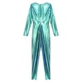 thumbnail image 4 of Eandarui Women's Shiny Liquid Full Body Suits Unitard Back Zipper Catsuit Stretchy Costume Jumpsuits Blue L, 4 of 7