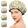 thumbnail image 7 of Shower Caps,Pioneer Flower Floral Print Pattern Waterproof Shower Cap for Women 4 Pieces,Double Reusable Hair Cover for Shower PEVA Elastic Stretch Hem, 7 of 7