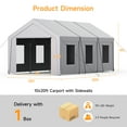 thumbnail image 4 of Dovov 10 x 20 ft Heavy Duty Carport, Portable Garage Metal Car Port Canopy Storage Shelter Tent with 6 Roll-up Ventilated Windows & Removable Sidewalls, Light Gray, 4 of 9