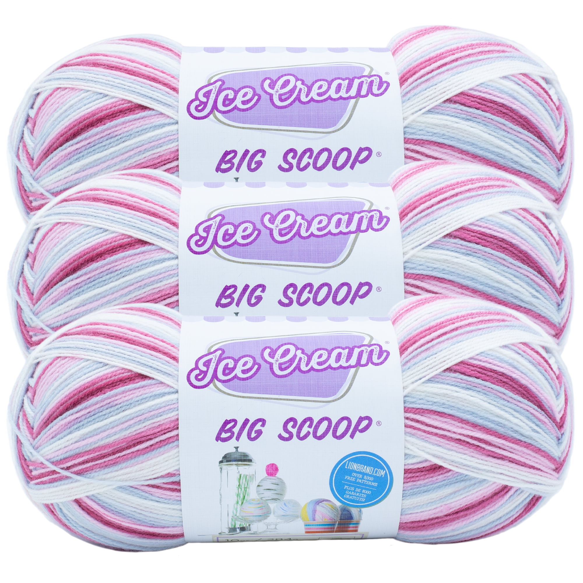 Lion Brand Yarn Ice Cream Big Scoop Cherries Jubilee Light Acrylic