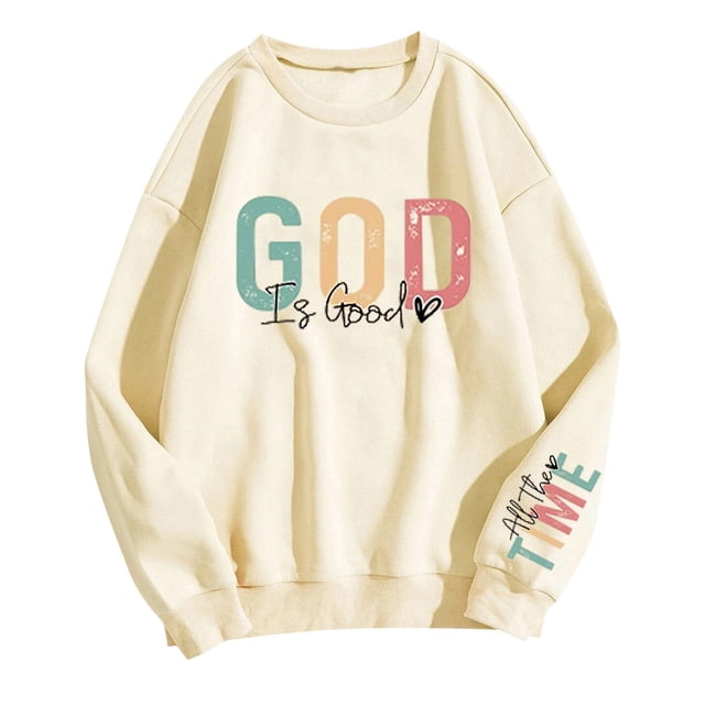 WEAIXIMIUNG Sweat-Shirt pour Femmes Col en V Imprimé Lettre Décontracté à Manches Longues Pull Col Rond Sweat à Capuche