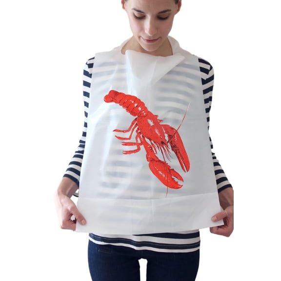 Sandhill Tools Disposable Adult Lobster Bibs, Soft Comfortable Bibs for Easy Cleanup, Plastic 16" x 22" Clothing Protector for Partys and Dining - 100 Pack